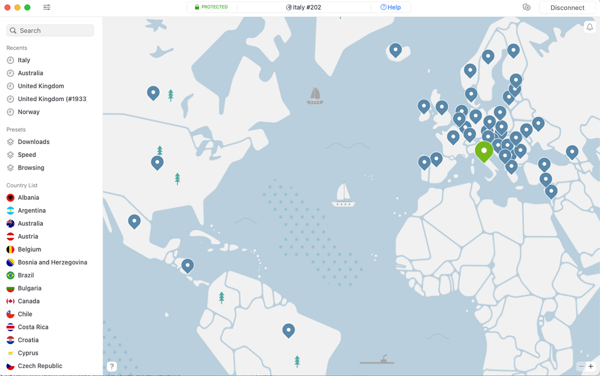 How to learn a language with a VPN - Choose a country to connect to