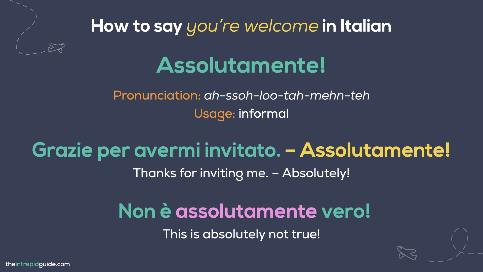 You're Welcome in Italian - Assolutamente