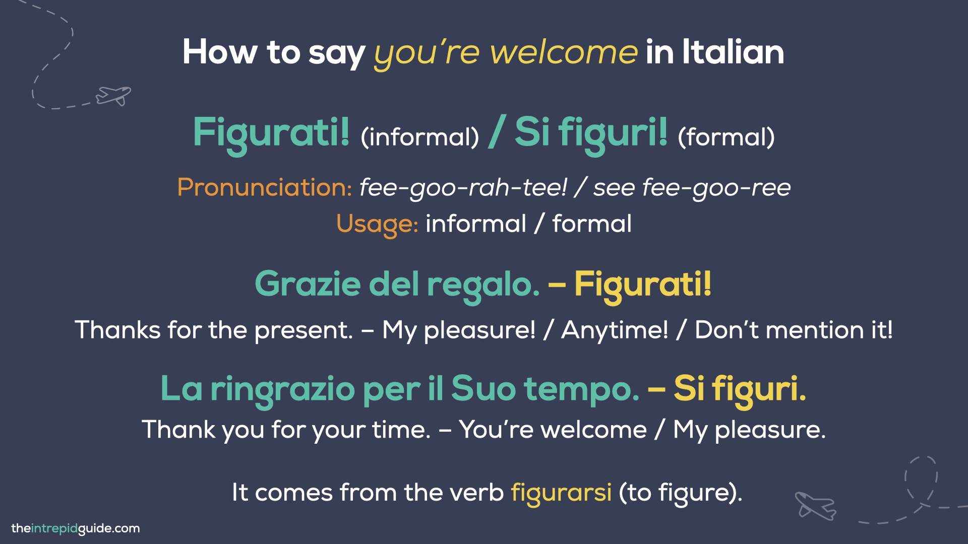 You're Welcome in Italian - Figurati / Si Figuri