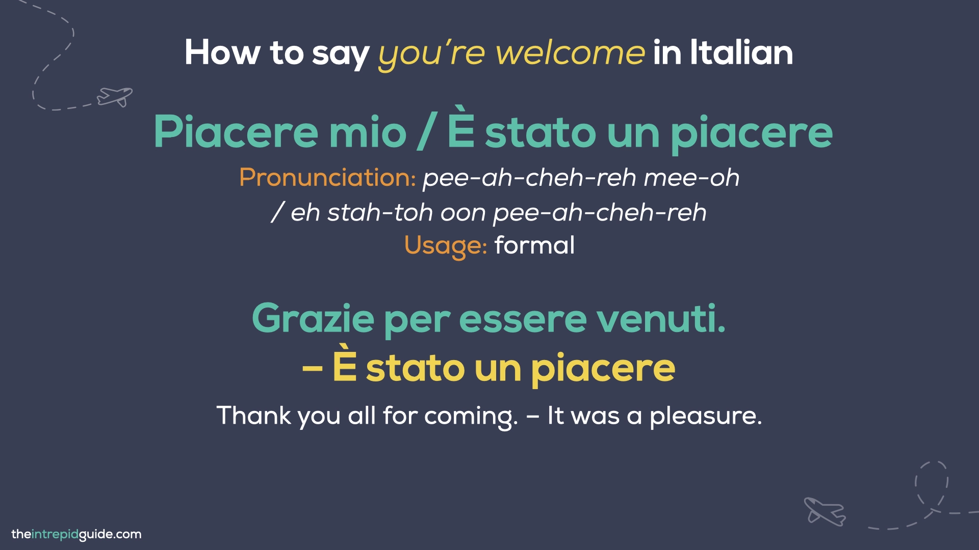You're Welcome in Italian - Piacere mio / È stato un piacere
