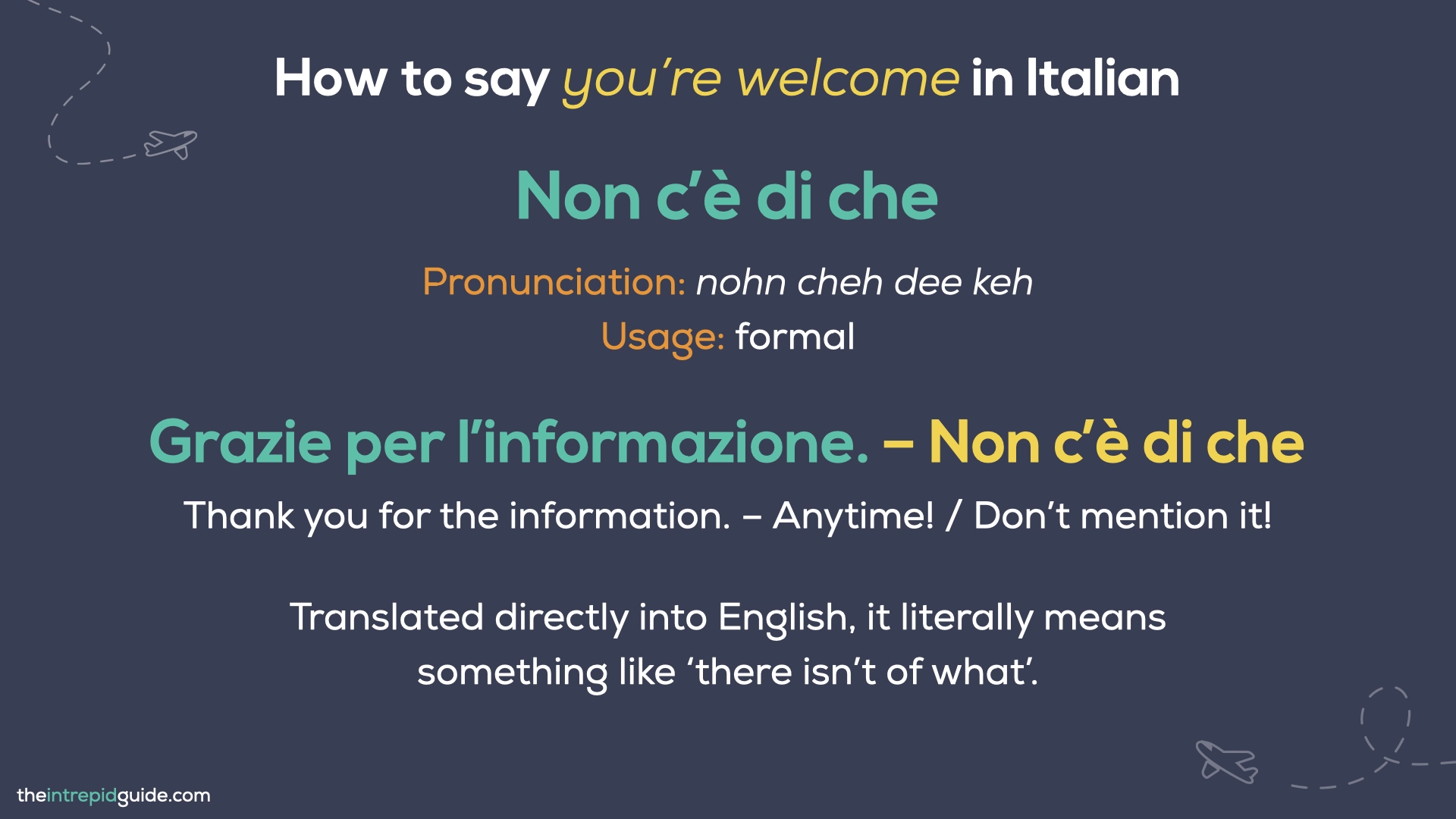 You're Welcome in Italian - non c'è di che