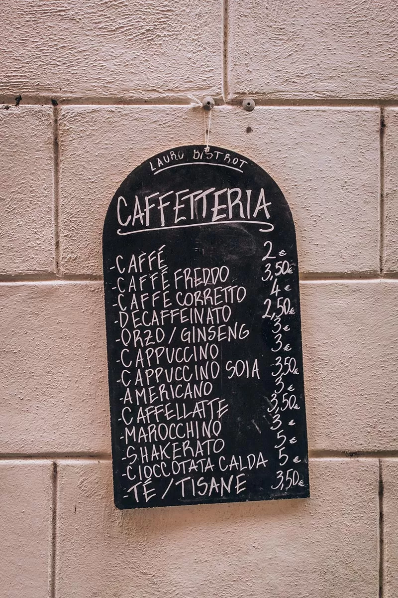 Italian Alphabet - Accents, Stress, and Pronunciation - Coffee Sign