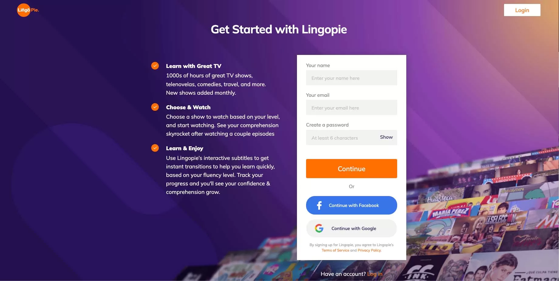 Lingopie Review - Create an account