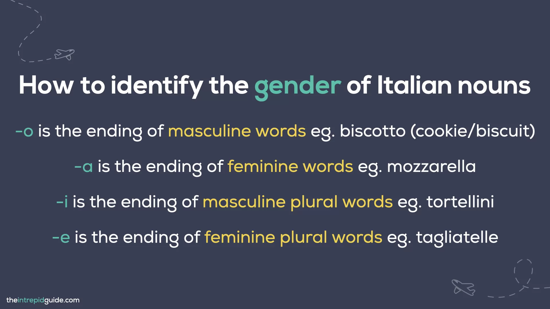Gender of Italian nouns guide - How to identify the gender of Italian nouns