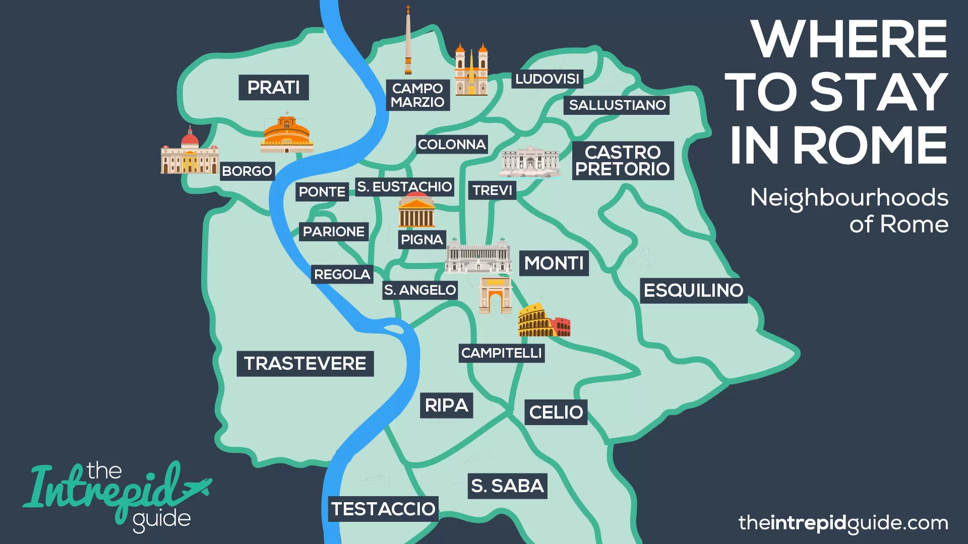 Map of the Neighbourhoods in Rome