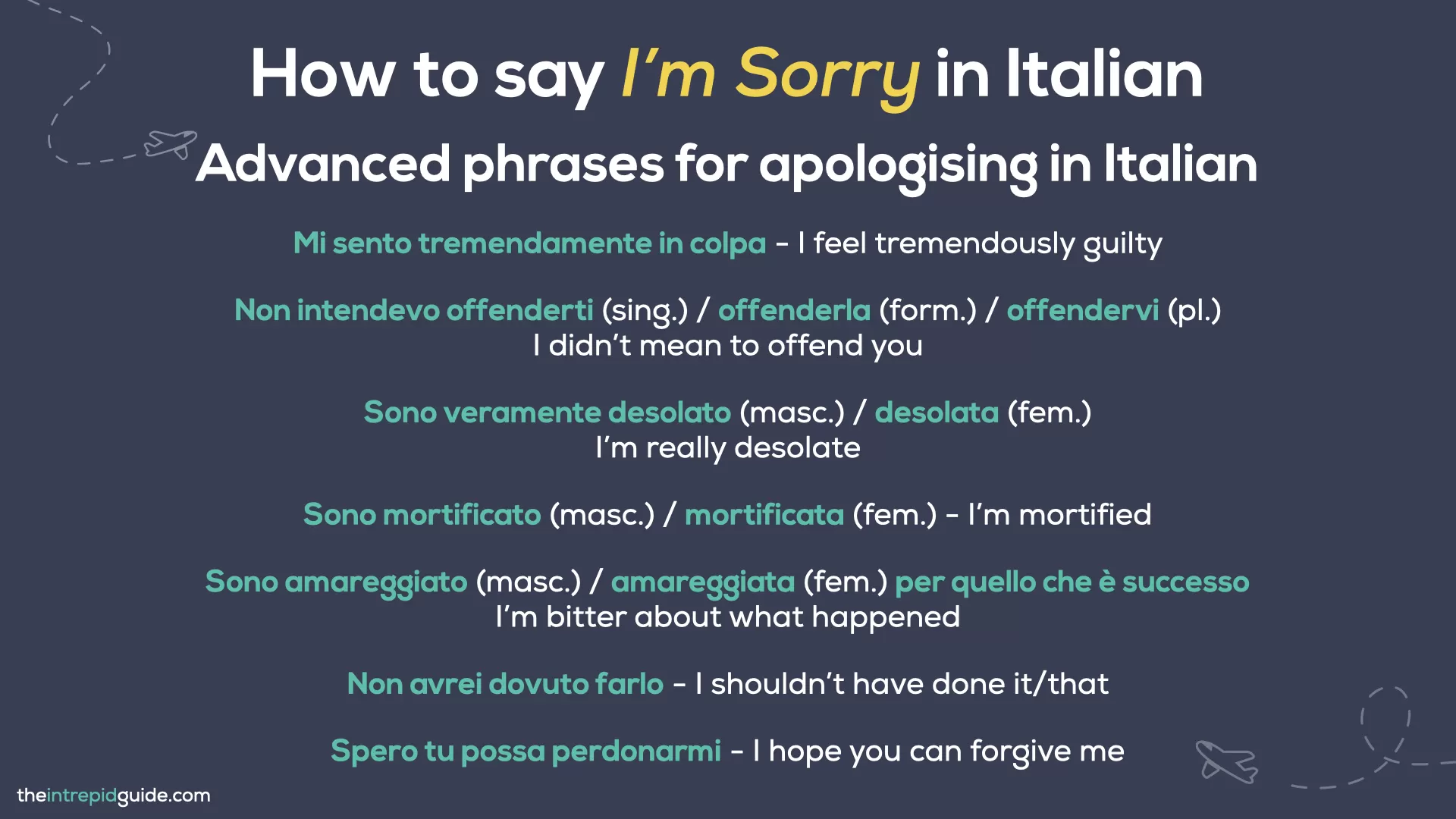 I'm sorry in Italian - Advanced phrases for apologising in Italian