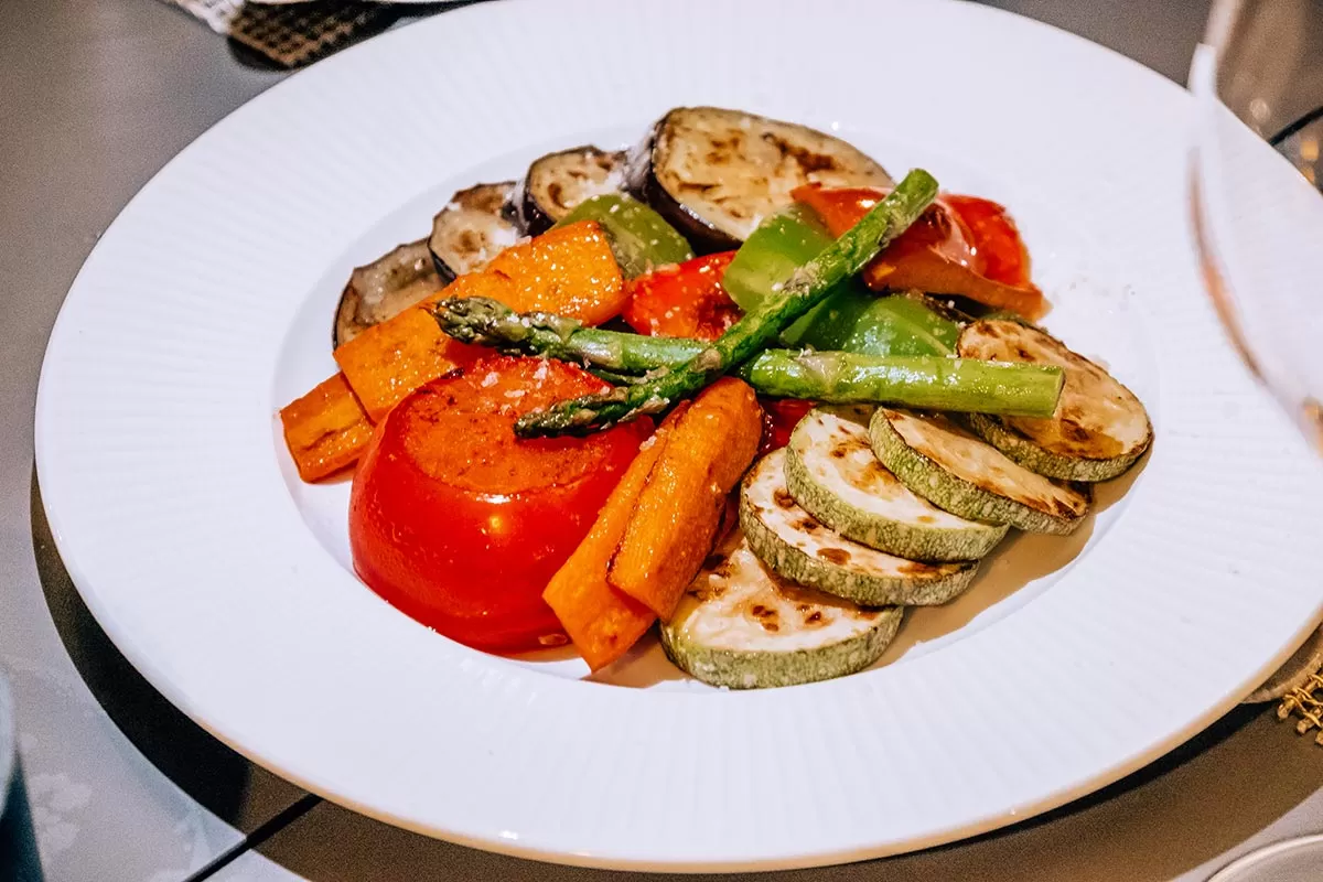 Things to do in Gran Canaria Spain - Santa Catalina Hotel Rooftop grilled vegetables
