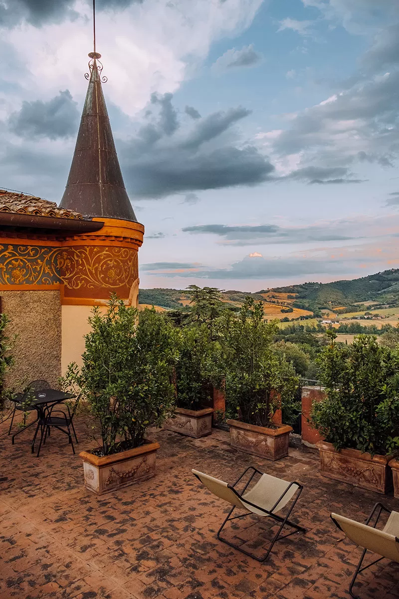 Things to do in Umbria Italy - Borgo dei Conti Resort Relais & Chateaux - Terrace and hills