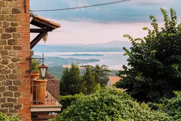Things to do in Umbria Italy - View of Lake Trasimeno from Castel Rigione