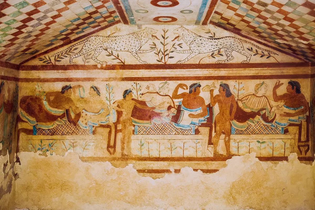 Day trips from Rome, Italy - Tarquinia-Frescoes in Etruscan tomb