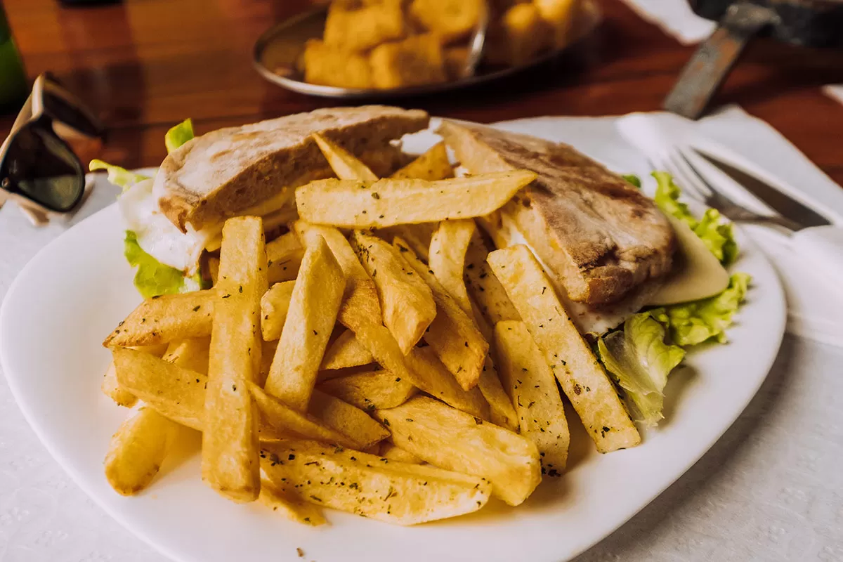 Things to do in Funchal Madeira - Bolo do caco burger with fries