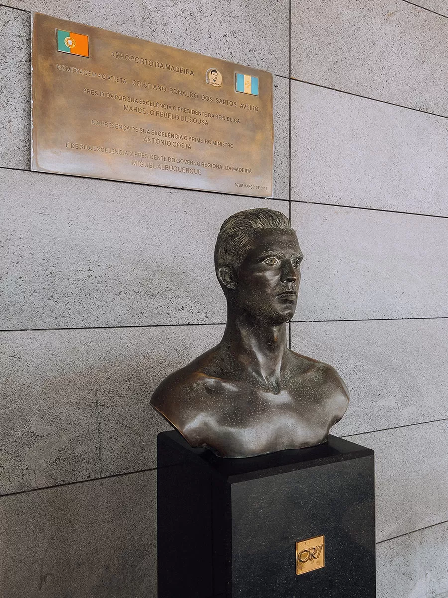 Things to do in Funchal Madeira - Bust of Cristiano Ronaldo at Funchal airport
