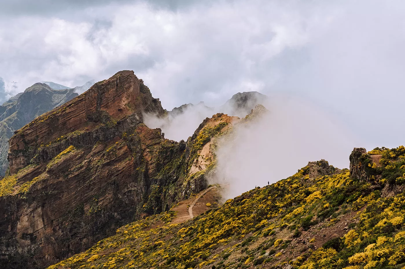 Things to do in Madeira - Pico do Arieiro - Clouds covering side of mountains