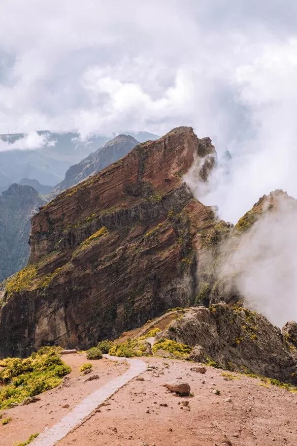 Things to do in Madeira - Pico do Arieiro - Clouds hitting side of mountains and path