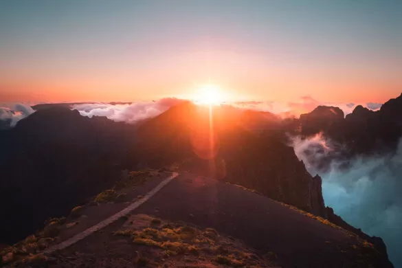 Things to do in Madeira - Pico do Arieiro - Sunset with clouds hitting the side of mountains