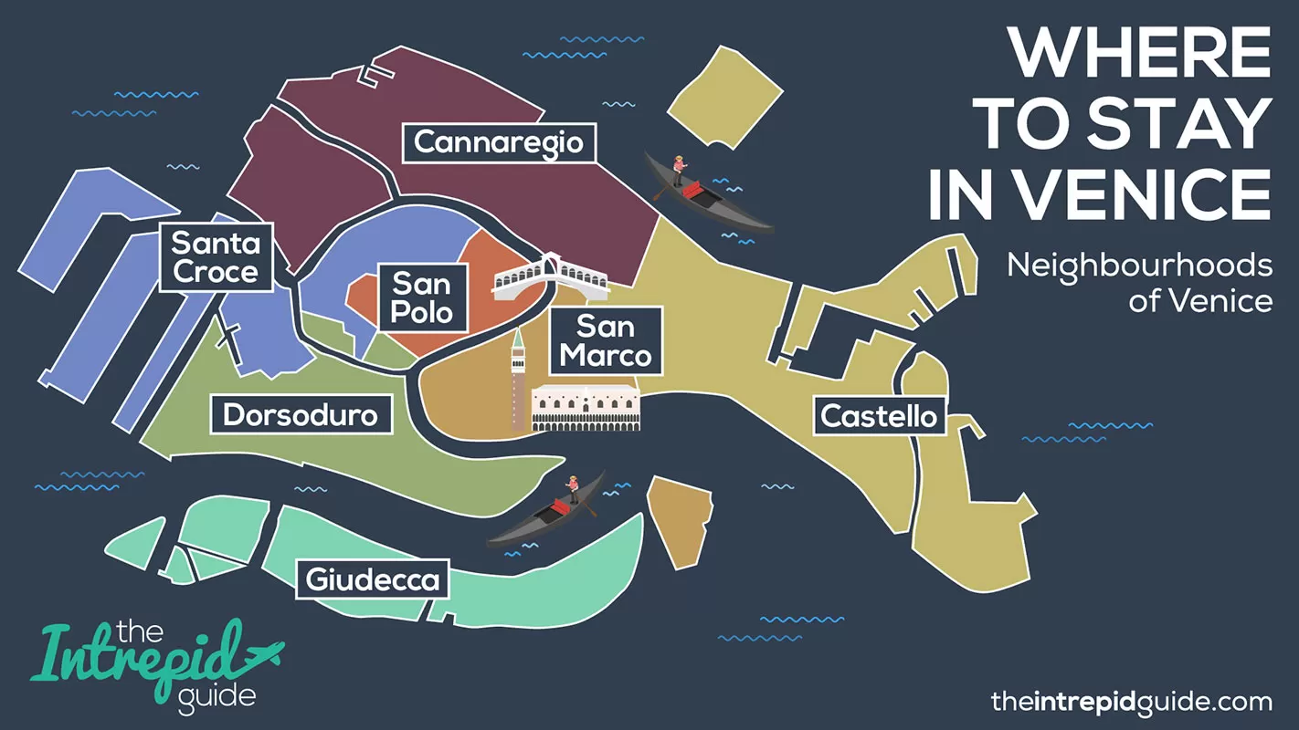 Where to Stay in Venice - Map of Venice sestieri