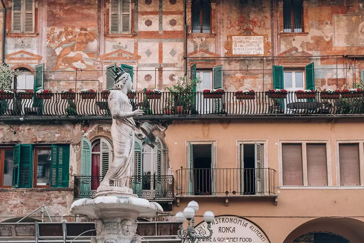 Where to Stay in Verona Italy - Piazza delle Erbe - Madonna Verona fountain