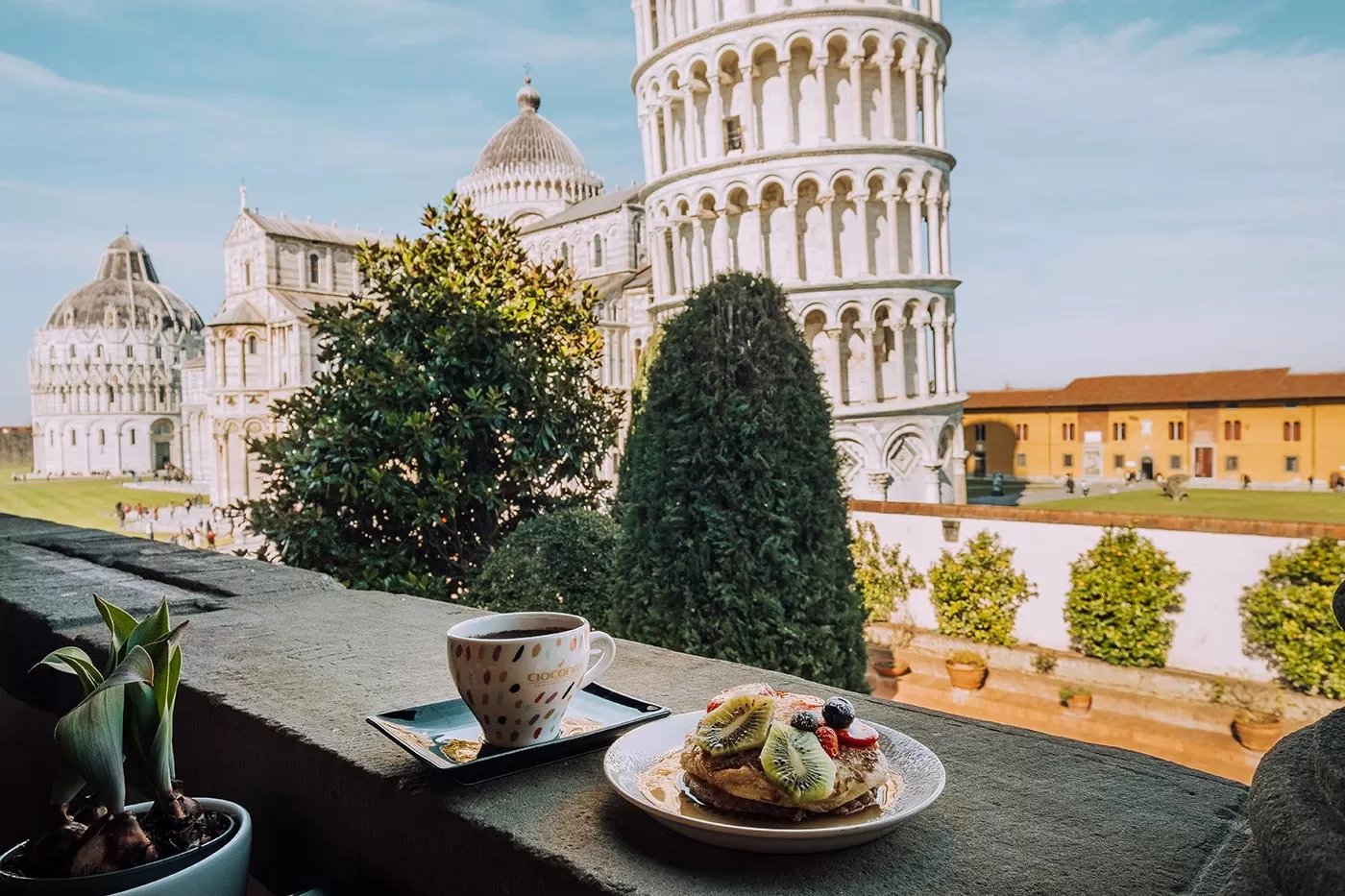 Things to do in Pisa Italy - Opera del Duomo Museum - Panoramic cafe - Pancakes and hot chocolate