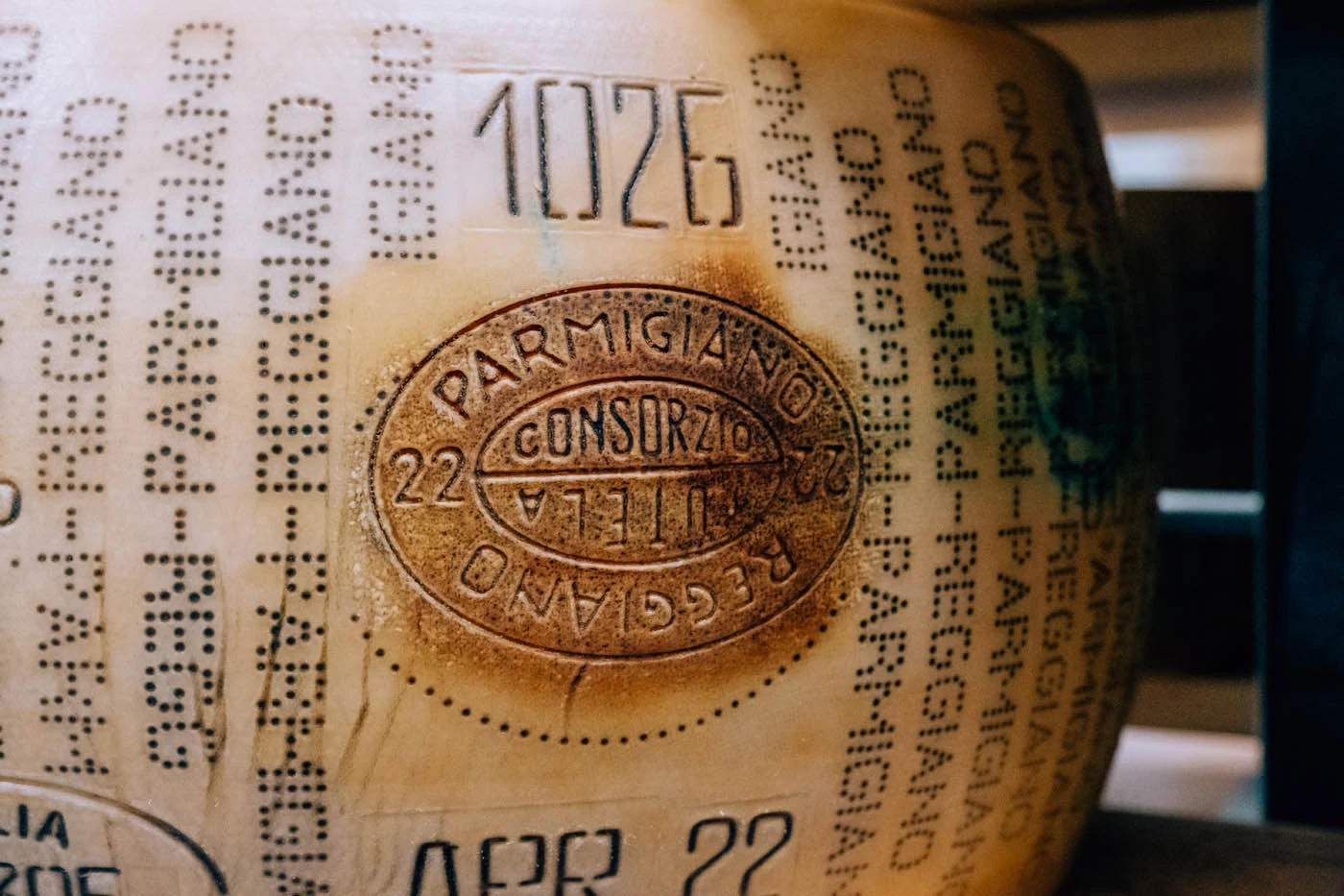 What to Eat in Bologna - Parmigiano Reggiano stamp of authentication