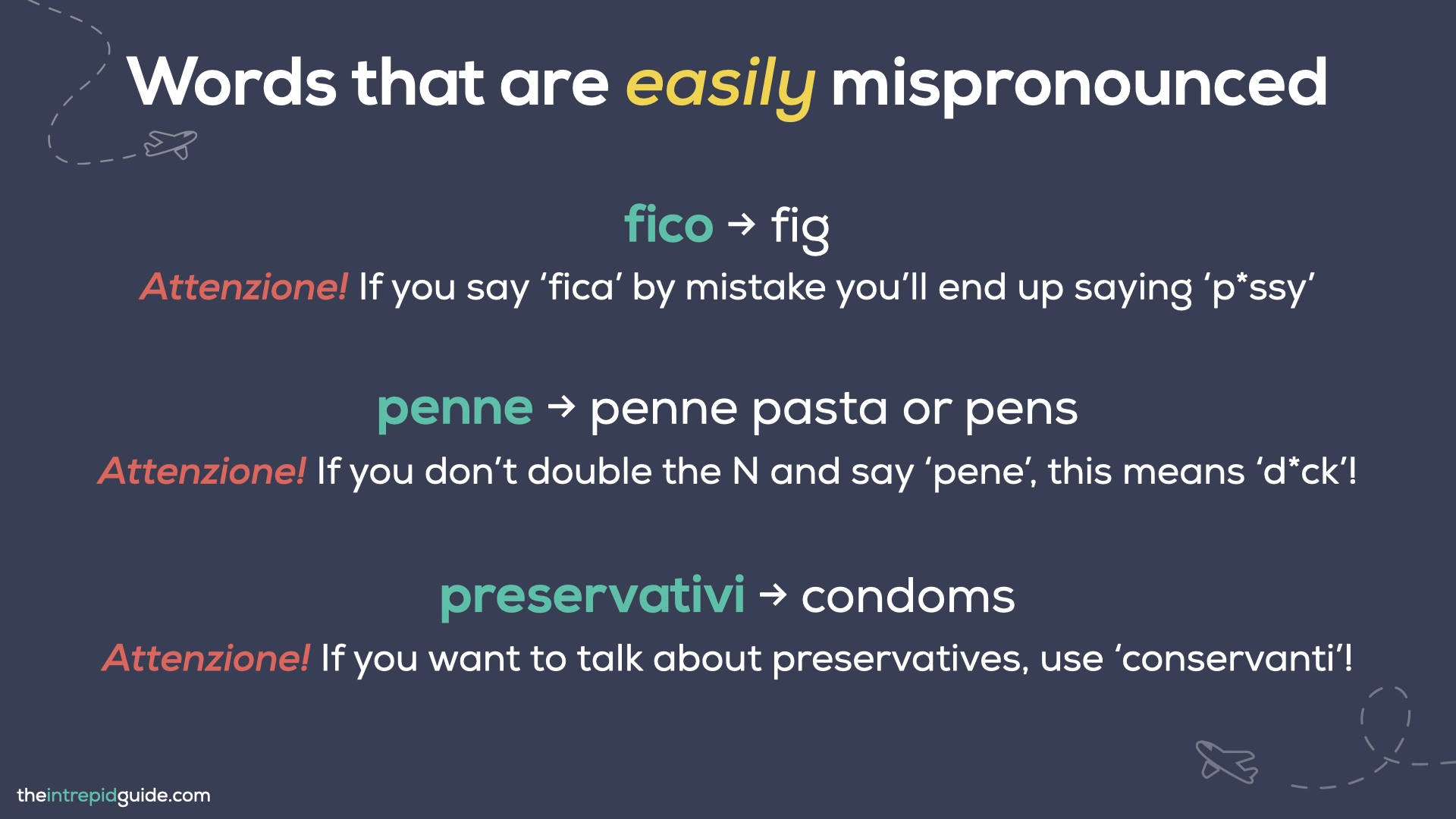 Italian Bad Words - fico, penne, preservativi