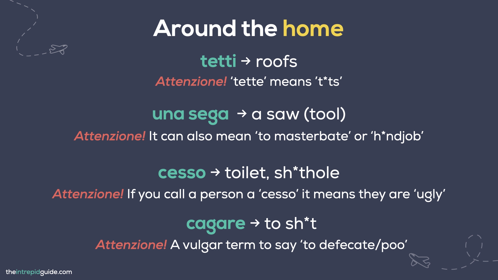 Italian Bad Words - tetti, una sega, cesso, cagare