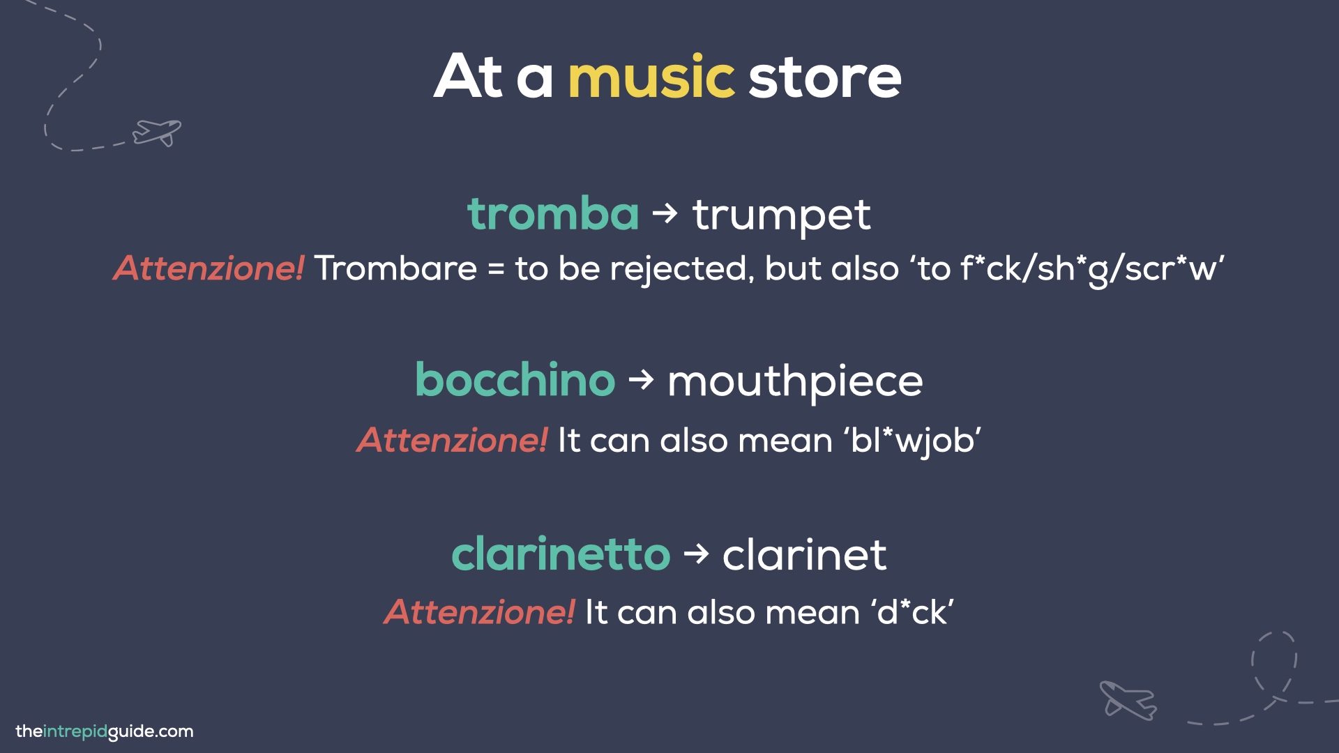 Italian Bad Words - trombare, bocchino, clarinetto