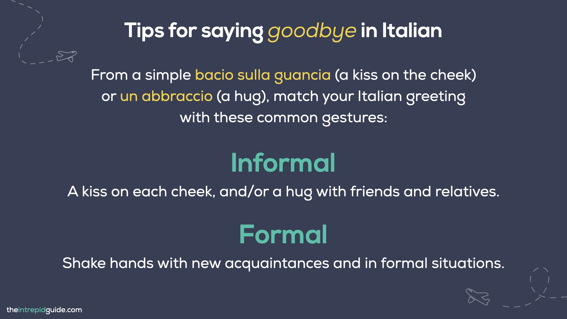 How to Say Goodbye in Italian - When to kiss on the cheek
