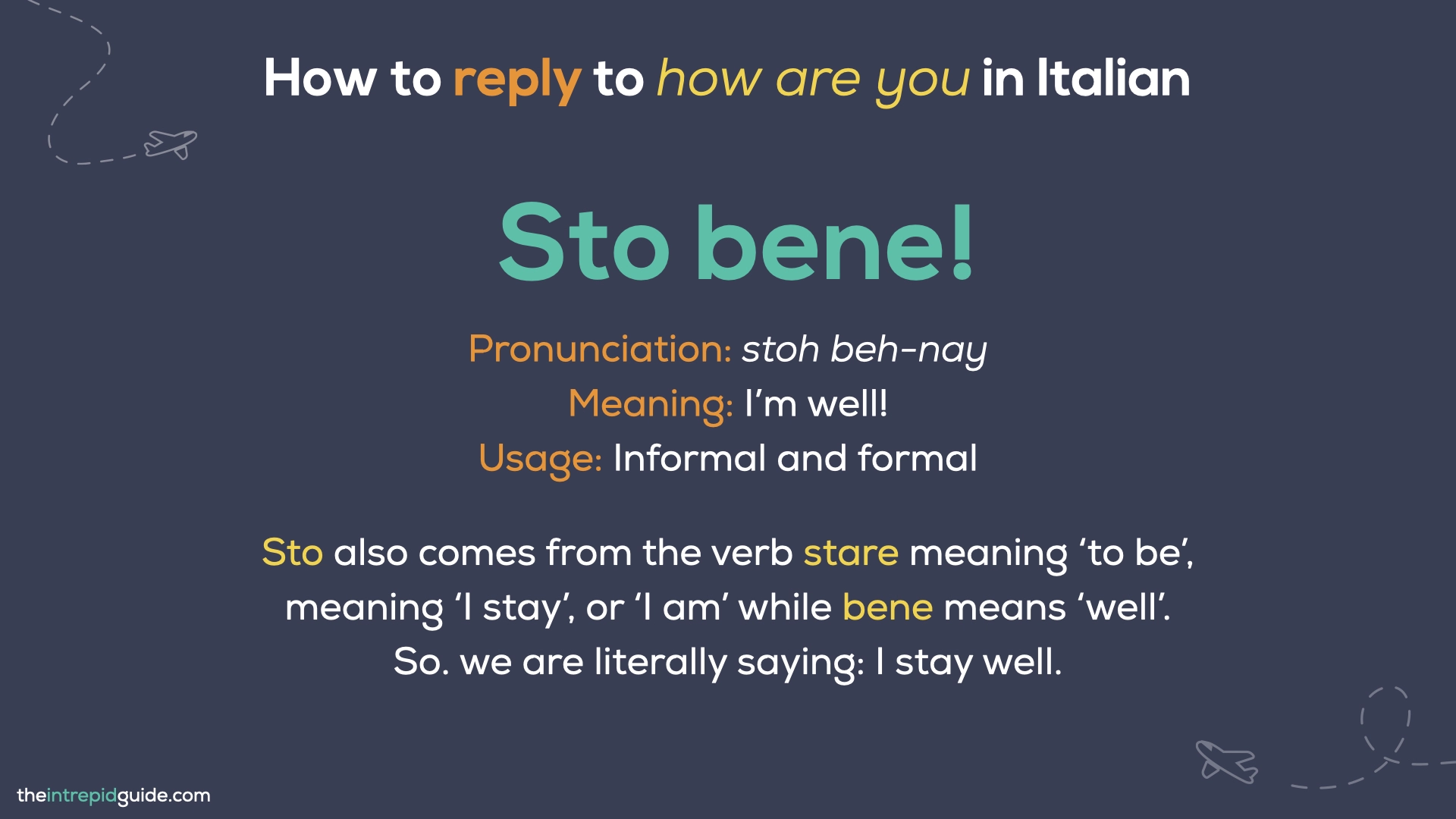 How to say How are you in Italian - Sto bene