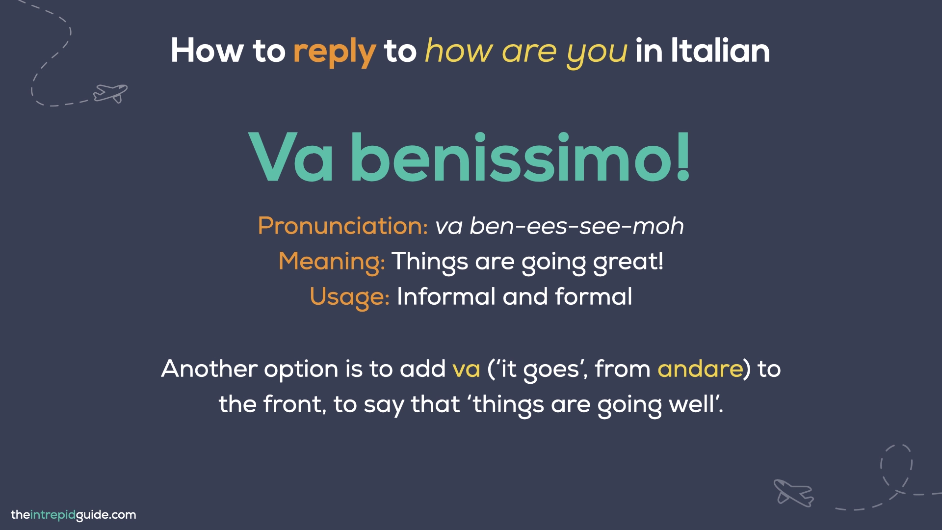 How to say How are you in Italian - Va benissimo