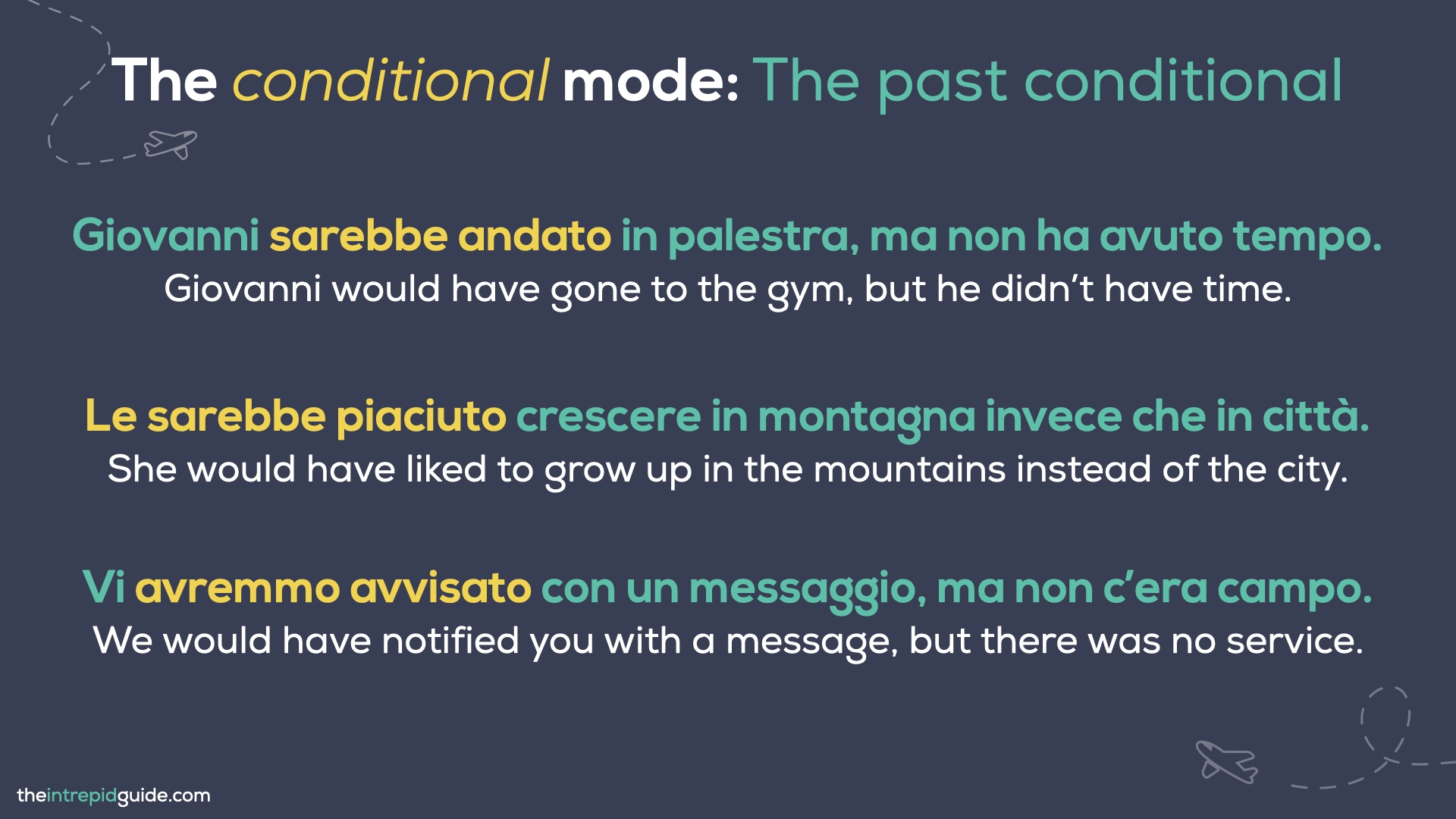 Italian tenses - The Conditional Mode - The Past Conditional