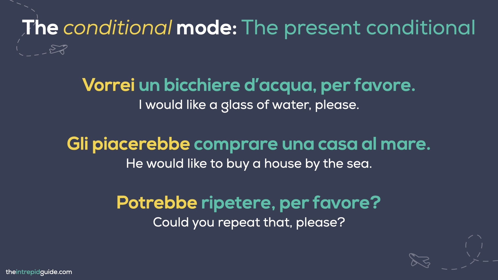 Italian tenses - The Conditional Mode - The Present Conditional