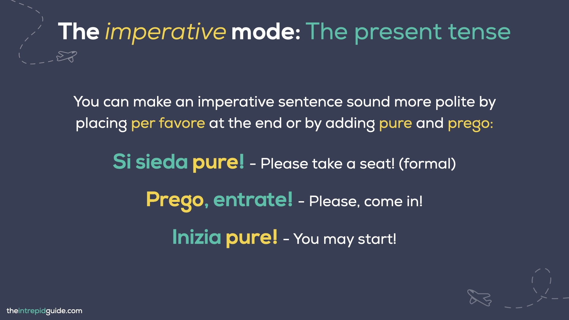 Italian tenses - The Imperative Mode - The Present Tense - Polite sentences