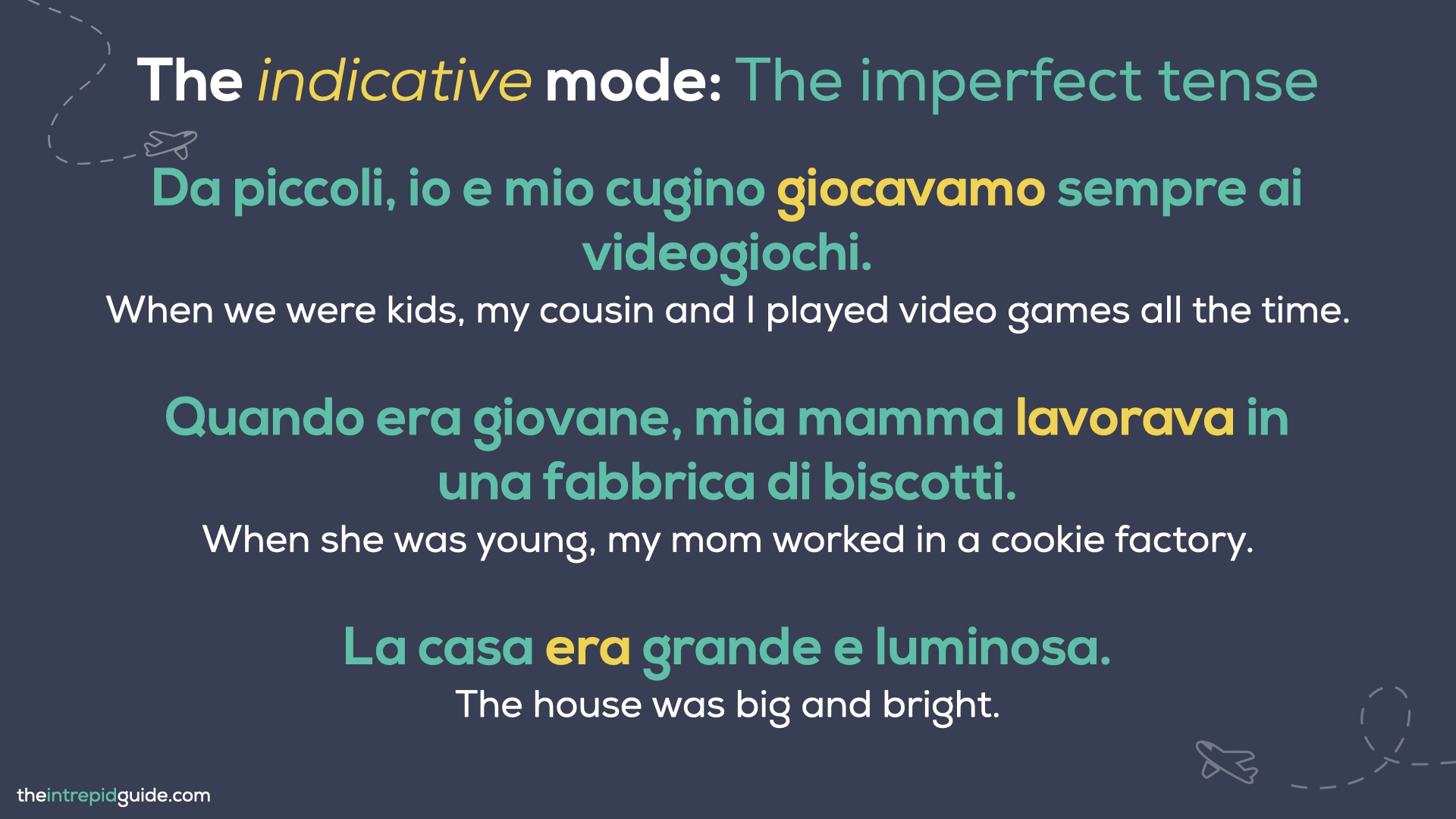 Italian tenses - The Indicative Mode - The Imperfect Tense
