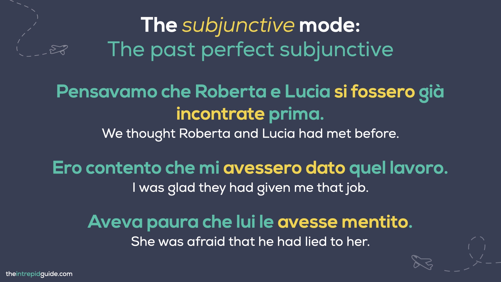 Italian tenses - The Subjunctive Mode - The Past Perfect Subjunctive