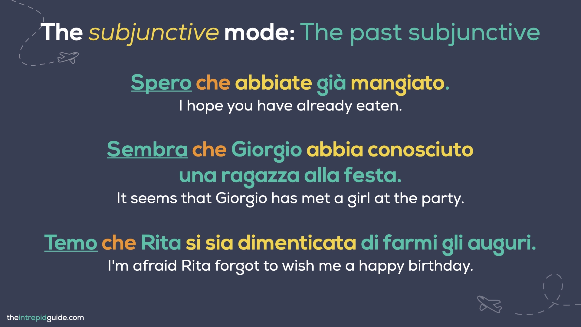 Italian tenses - The Subjunctive Mode - The Past Subjunctive